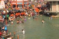 Puja ceremony on Ganga river Royalty Free Stock Photo