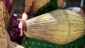 Puja. Women's hands play tam-tam. Indian Drum