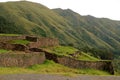 Puka Pukara or Red Fortress, the remains of Inca fortress made from deep red color stone, Cusco Royalty Free Stock Photo