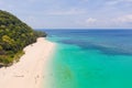 Puka Shell Beach. Wide tropical beach with white sand. Beautiful white beach and azure water on Boracay island, Philippines, top Royalty Free Stock Photo