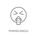 Puking emoji linear icon. Modern outline Puking emoji logo conce