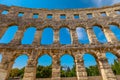 Pula Amphitheater of Croatia sunset Royalty Free Stock Photo