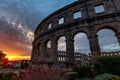 Pula Amphitheater of Croatia sunset Royalty Free Stock Photo