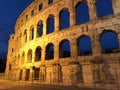 The Pula Arena at night