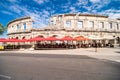 Pula, CROATIA - July, 2019: Ancient roman coliseum in the Pula