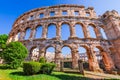 Pula, Croatia. Majestic view at famous arena of Roman Empire time, Dalmatia region