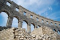 Pula, Croatia - 5 October 2008: old roman coliseum, Pula Arena city summer vacation concept, famous Roman amphitheater in Pula,