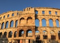 Pula`s Arena in Croatia at sunset Royalty Free Stock Photo