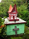 Small Catholic mausoleum on Lake Toba, Pulau Samosir. Indonesia