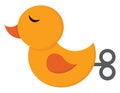 Pull along yellow-colored duck baby toy vector or color illustration