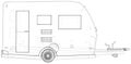 Pull behind camper. Wire-frame. Vector Illustration of Trailer. The layers of visible and invisible lines are separated Royalty Free Stock Photo