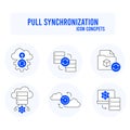 Pull data sync icon. Pull data synchronization icon. Data pull. Pull syncing. Data sync pull.