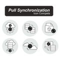 Pull data sync icon. Pull data synchronization icon. Data pull. Pull syncing. Data sync pull. Royalty Free Stock Photo