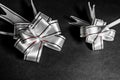 Pull Flower Ribbon for Gift Wrap Lighting Effect On Black Background Wallpaper Image Beautiful Abstract Scenario Image Royalty Free Stock Photo