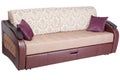 Pull out sofa sleeper light brown fabric and warehouses, isolate