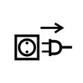 Pull Plug Black Icon, Vector Illustration, Isolate On White Background Label. EPS10 Royalty Free Stock Photo