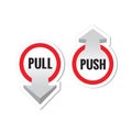 Pull push door signs stickers set Royalty Free Stock Photo