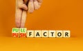 Pull or push factor symbol. Concept word Pull factor and Push factor on wooden cubes. Beautiful orange table orange background. Royalty Free Stock Photo