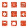 Pull up figure icons set, grunge style