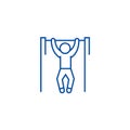 Pull up, workout, street exercise line icon concept. Pull up, workout, street exercise flat vector symbol, sign, outline