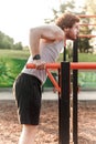 Pull ups in orange bar. Profile