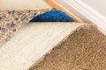 Pulled Back Carpet and Padding In Room Royalty Free Stock Photo