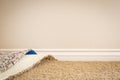 Pulled Back Carpet and Padding In Room Royalty Free Stock Photo