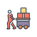 Color illustration icon for Pulled, pull and load