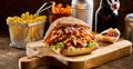 Pulled pork burger with french fries