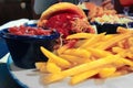 A pulled pork sandwich accompanied by French fries