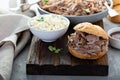Pulled pork sandwich with cole slaw Royalty Free Stock Photo