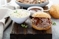 Pulled pork sandwich with cole slaw Royalty Free Stock Photo