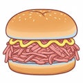 Pulled Pork Sandwich Illustration with Mustard Royalty Free Stock Photo