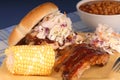 Pulled pork sandwich & ribs Royalty Free Stock Photo