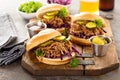 Pulled pork sandwiches with cabbage and pickles