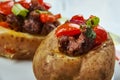 Pulled Pork Stuffed Potato Skins Royalty Free Stock Photo