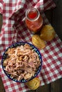 Pulled pork with vinegar barbecue sauce