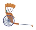 Pulled Rickshaw as Two-wheeled Chinese Passenger Cart and Transport Vector Illustration