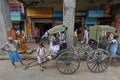 Pulled Rickshaw or Ricksha a human-powered transport as school bus