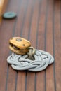 Pulley and rope on old sailing ship Royalty Free Stock Photo