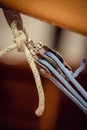 Pulley with ropes on sailing vessel Royalty Free Stock Photo