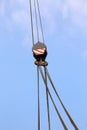 Pulley with sturdy steel cables Royalty Free Stock Photo