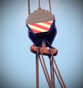 pulley with sturdy steel cables during loading with vintage effect Royalty Free Stock Photo