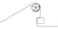 Pulley Wheel Lifting Load Continuous Line Drawing Minimalist Design Vector Illustration