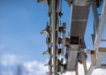 Pulley wheels on a ski chairlift tower