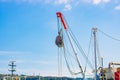 Pulleys. Pulleys of a fishing boat or vessels. Fishing industry. Royalty Free Stock Photo