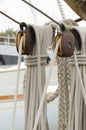 Pulleys and ropes of sailing Royalty Free Stock Photo