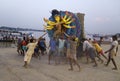 Pulling Durga Idol. Royalty Free Stock Photo