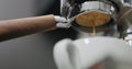 Pulling espresso shot with naked portafilter
