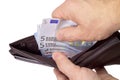 Pulling money out of wallet Royalty Free Stock Photo